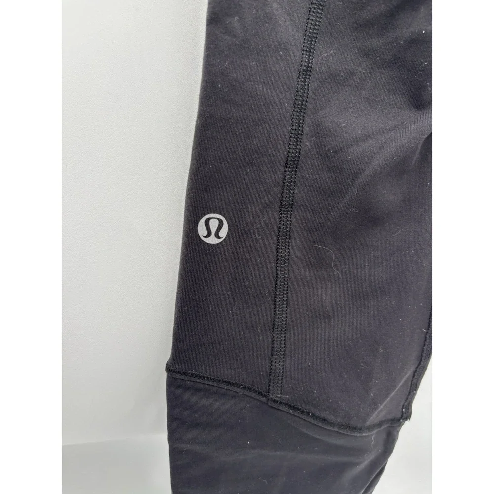 Lululemon Run For Your Life Crop Leggings Black Ruched Hem Size 6 Yoga 24